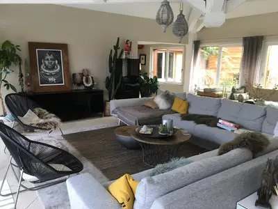 Living room in Corps de ferme de charme avec piscine - 10