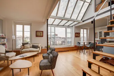 Living room in Loft exceptionnel avec vue sur les toîts de Paris - 5