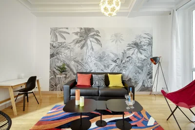 Living room in Bel appartement et son ambiance safari PORTEFOIN 2 - 2