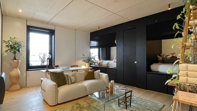 Salon dans Loft Architecte minimaliste 80 m²  - 4