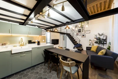 Kitchen in Appartement design et moderne avec mezzanine  - 0